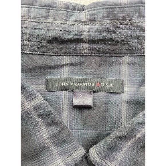 John Varvatos U.S.A Men XL Black Plaid Casual Button Down Shirt Lightweight LS - Picture 5 of 10